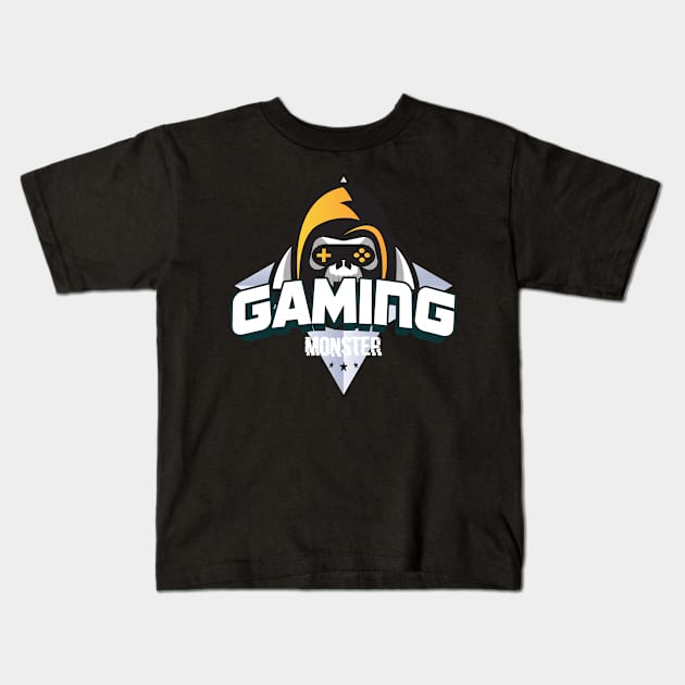 Gaming Monster Kids T-Shirt by Marioma